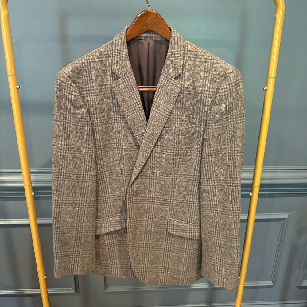 T.M.Lewin Men's Brown Checkered Blazer